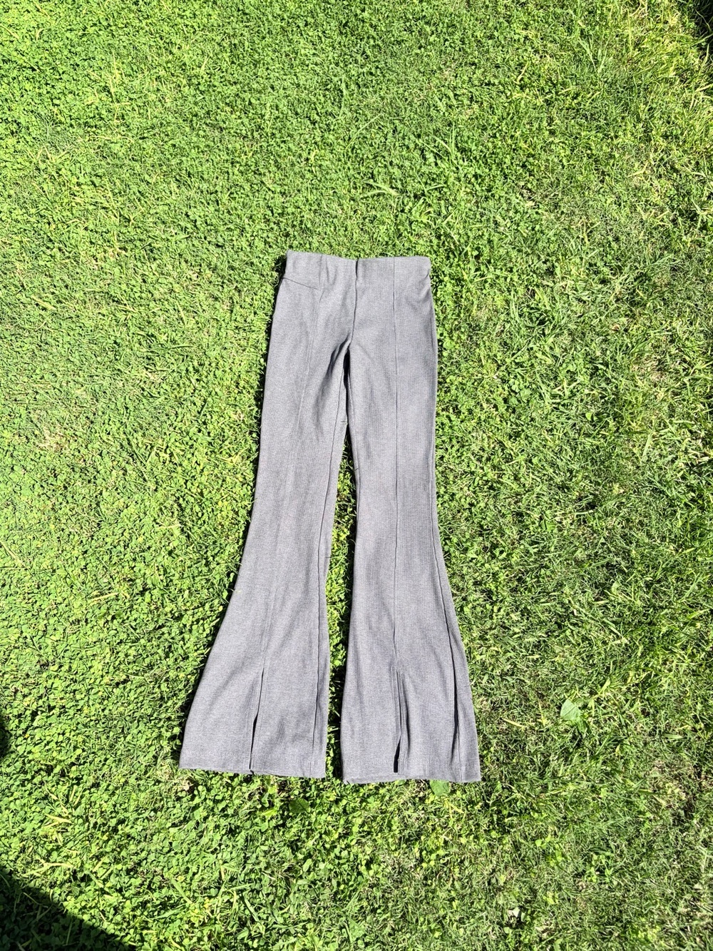 Zara Light Gray Flare Pants with Front Slits